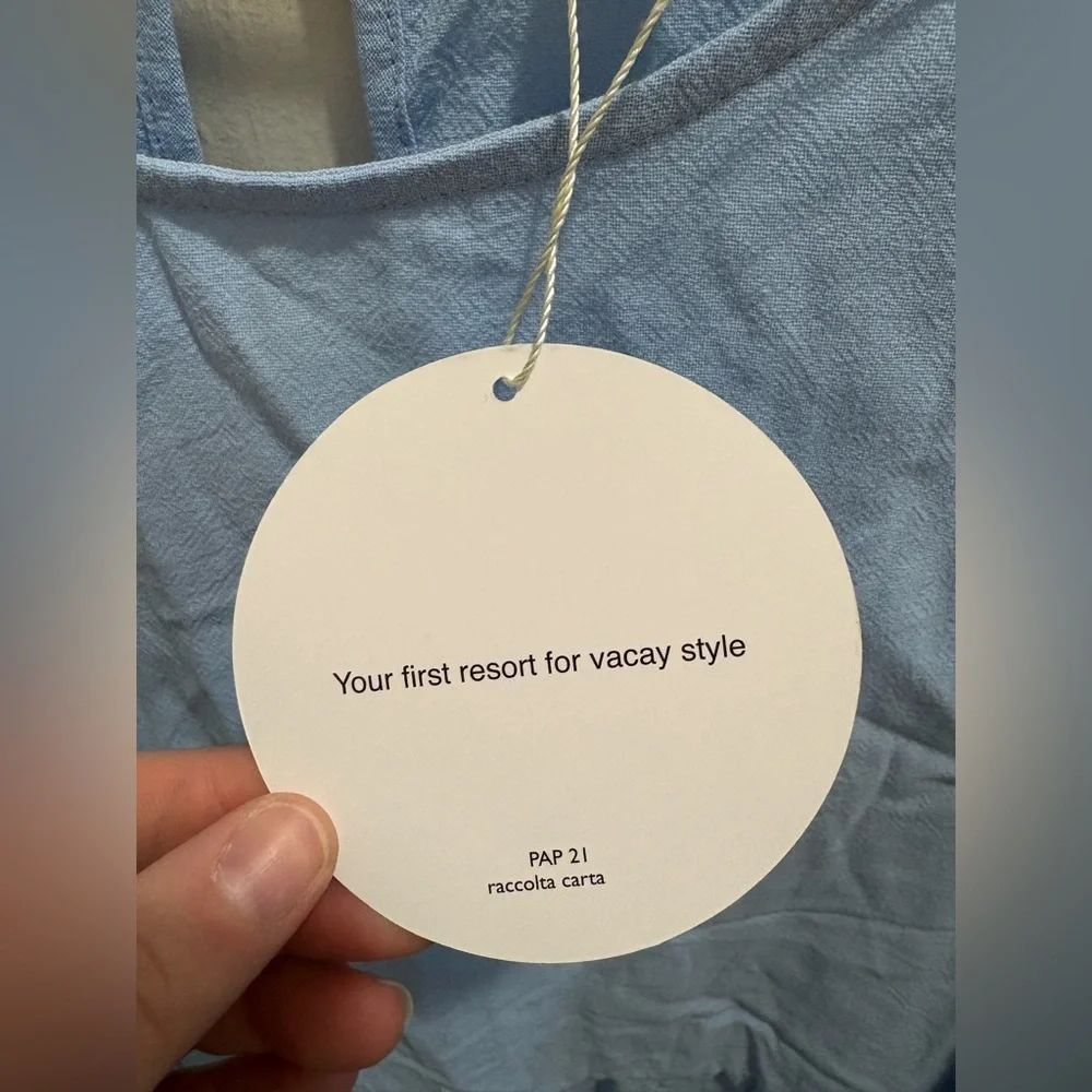 NWT SHEIN Curve 4XL Light Blue Tiered Puff-Sleeve Cotton Dress - Picture 5 of 9